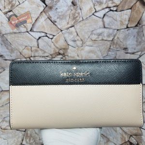 #bagsavenue Staci  Colorblock Large Slim Bifold Wallet Warm Beige Kate Spade